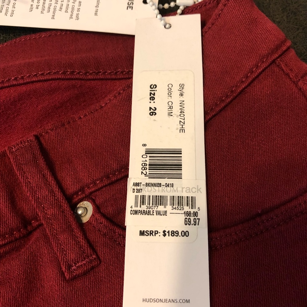 Not red, Maroon Hudson jeans,photo came out red??